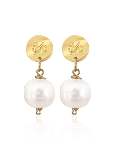 EVELYN SINGLE PEARL EARRINGS WITH FRESHWATER PEARLS & STAINLESS STEEL STUDS