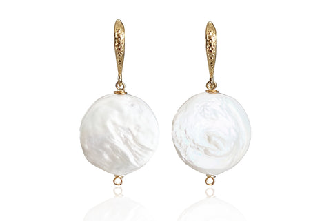 LUNA SINGLE PEARL EARRINGS WITH FRESHWATER PEARLS & 24K GOLD PLATED BRASS HOOKS
