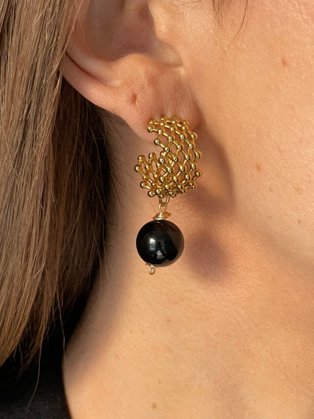 IDRIS BLACK ONYX EARRINGS WITH HIGH QUALITY STAINLESS STEEL