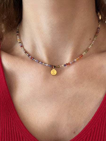 LIMITED COLLECTION CHROMIA COLOURFUL INITIAL NECKLACE WITH ZIRCONIA AND HIGH QUALITY STAINLESS STEEL
