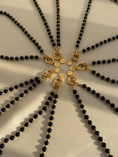 AZIA INITIAL NECKLACE WITH SEMI PRECIOUS STONES AND HIGH QUALITY STAINLESS STEEL