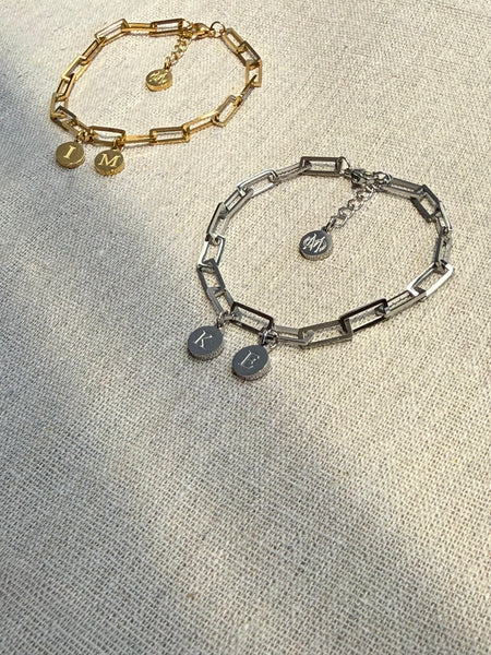 CELIA SILVER INITIAL BRACELET