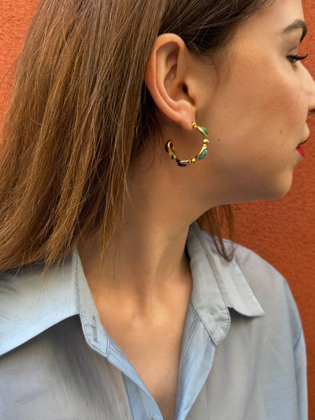 MURANO EARRINGS WITH SEMI PRECIOUS STONES & HIGH QUALITY STAINLESS STEEL