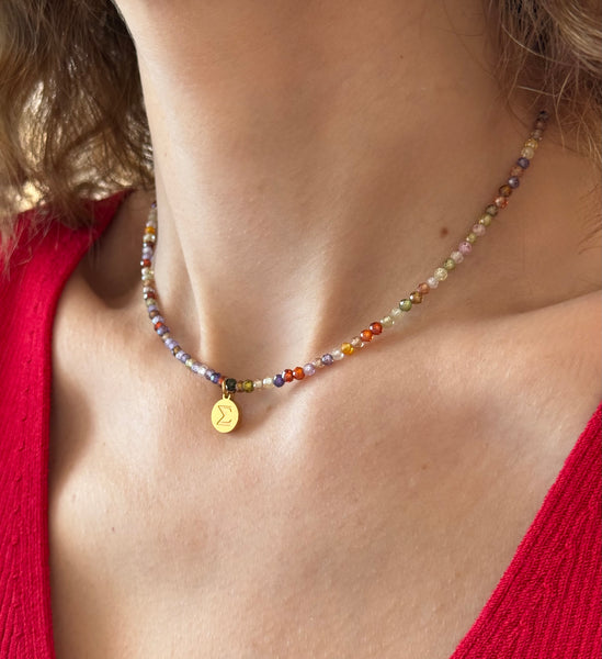 LIMITED COLLECTION CHROMIA COLOURFUL INITIAL NECKLACE WITH ZIRCONIA AND HIGH QUALITY STAINLESS STEEL