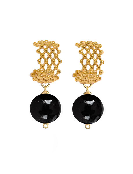 IDRIS BLACK ONYX EARRINGS WITH HIGH QUALITY STAINLESS STEEL