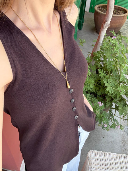 TEARA LONG GOLD OR SILVER NECKLACE IN STAINLESS STEEL