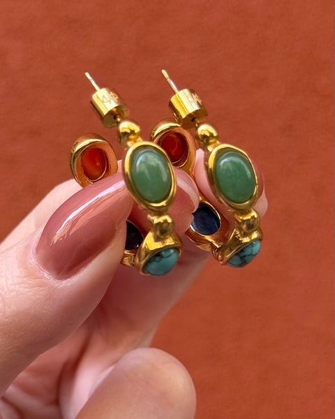 MURANO EARRINGS WITH SEMI PRECIOUS STONES & HIGH QUALITY STAINLESS STEEL