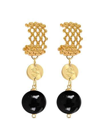 IDRIS SIGNATURE BLACK ONYX EARRINGS WITH HIGH QUALITY STAINLESS STEEL