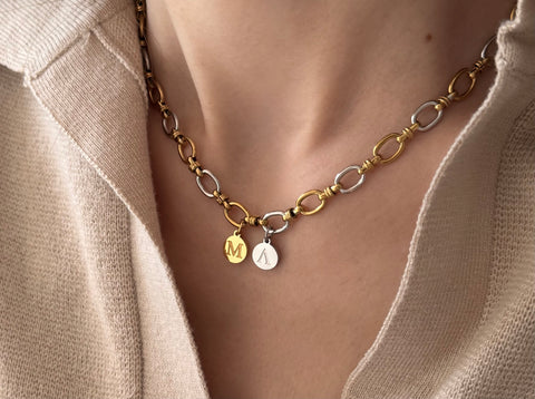 THETIS GOLD&SILVER INITIAL NECKLACE (Copy)