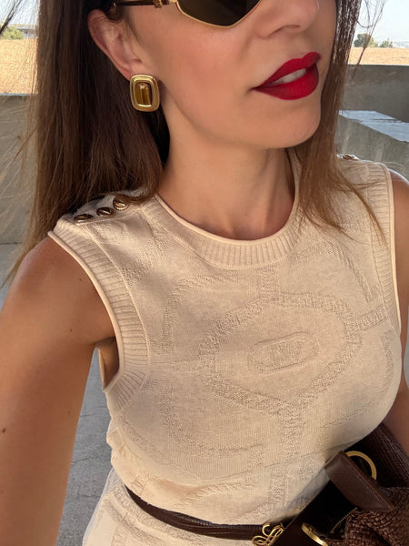 PENELOPE STUD GOLD & BROWN EARRINGS WITH SEMI PRECIOUS STONES IN HIGH QUALITY STAINLESS STEEL