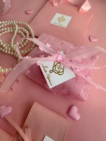 ARIEL KIDS INITIAL HANDMADE BAG & DAISY OR HEART STAINLESS STEEL EARRING SET