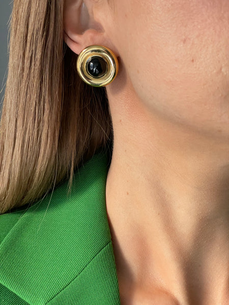 HARIS STUD GOLD EARRINGS WITH SEMI PRECIOUS STONES IN HIGH QUALITY STAINLESS STEEL