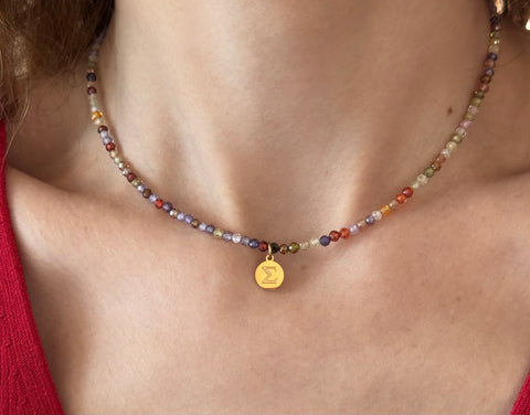 CHROMIA COLOURFUL INITIAL NECKLACE WITH ZIRCONIA AND HIGH QUALITY STAINLESS STEEL