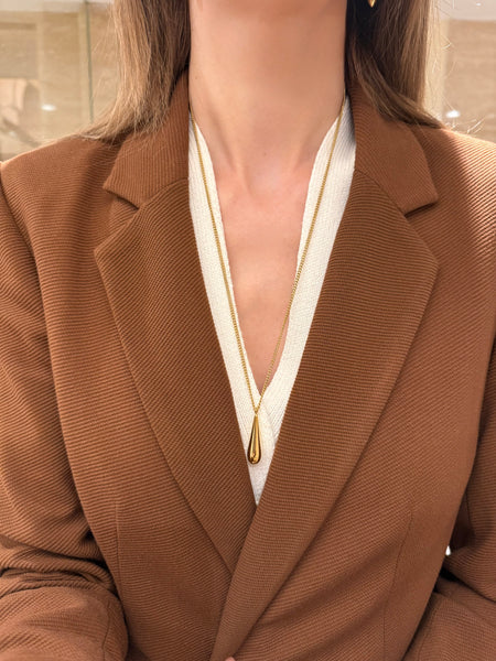 TEARA LONG GOLD OR SILVER NECKLACE IN STAINLESS STEEL