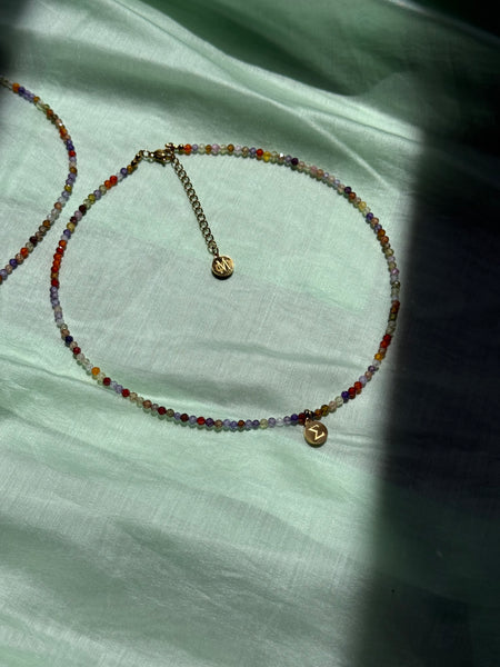 LIMITED COLLECTION CHROMIA COLOURFUL INITIAL NECKLACE WITH ZIRCONIA AND HIGH QUALITY STAINLESS STEEL