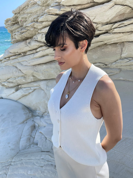 TOULIA CHARM NECKLACE WITH FRESHWATER PEARL & STAINLESS STEEL