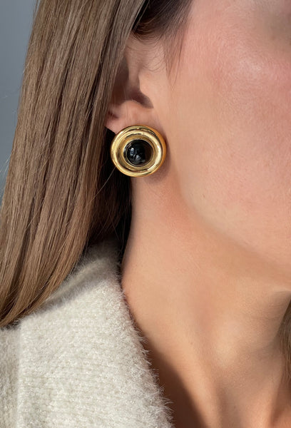 HARIS STUD GOLD EARRINGS WITH SEMI PRECIOUS STONES IN HIGH QUALITY STAINLESS STEEL