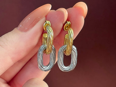 GLORIA POLYMORPHIC GOLD & SILVER EARRINGS IN HIGH QUALITY STAINLESS STEEL