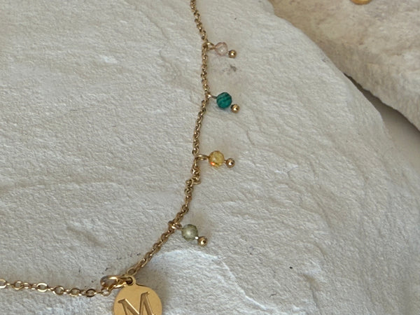 NASTASIA INITIAL NECKLACE CUBIC ZIRCONIA & HIGH QUALITY STAINLESS STEEL