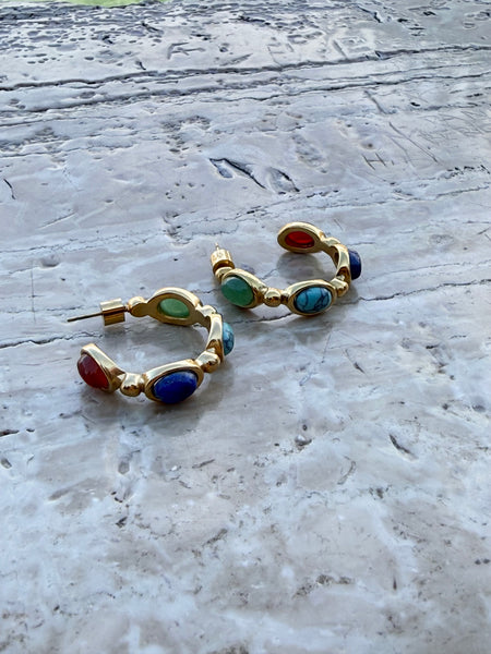 MURANO EARRINGS WITH SEMI PRECIOUS STONES & HIGH QUALITY STAINLESS STEEL