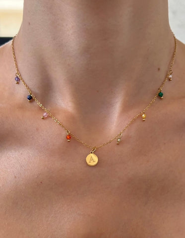 NASTASIA INITIAL NECKLACE CUBIC ZIRCONIA & HIGH QUALITY STAINLESS STEEL