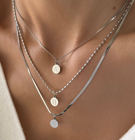 ZOE 3 INITIALS SILVER NECKLACE