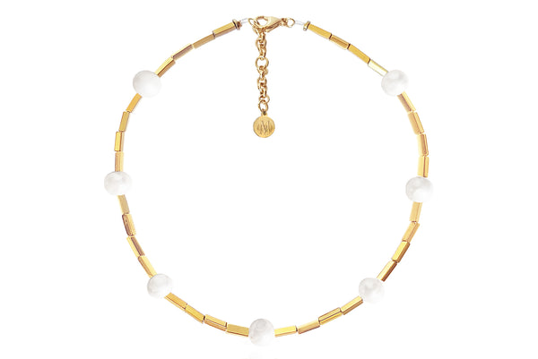 ALAIA NECKLACE WITH FRESHWATER PEARLS & SEMI PRECIOUS STONES