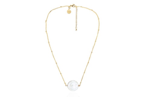 LUNA NECKLACE WITH FRESHWATER PEARL & STAINLESS STEEL