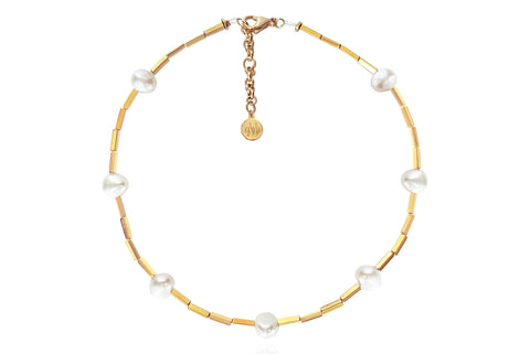 OPAL WHITE NECKLACE WITH FRESHWATER PEARLS & SEMI PRECIOUS STONES