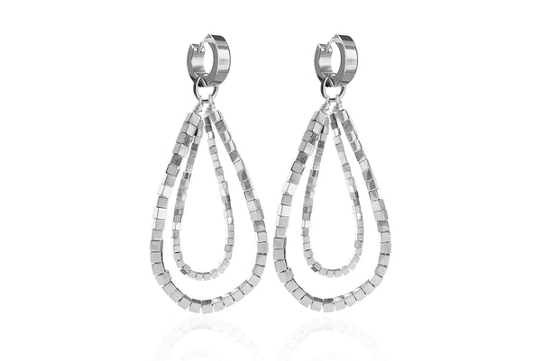 GIZIL SILVER EARRINGS WITH SEMI PRECIOUS STONES & STAINLESS STEEL HOOPS