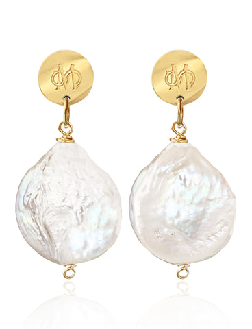 IRIDA SIGNATURE PEARL EARRINGS WITH FRESHWATER PEARLS & 24K GOLD PLATED BRASS HOOKS