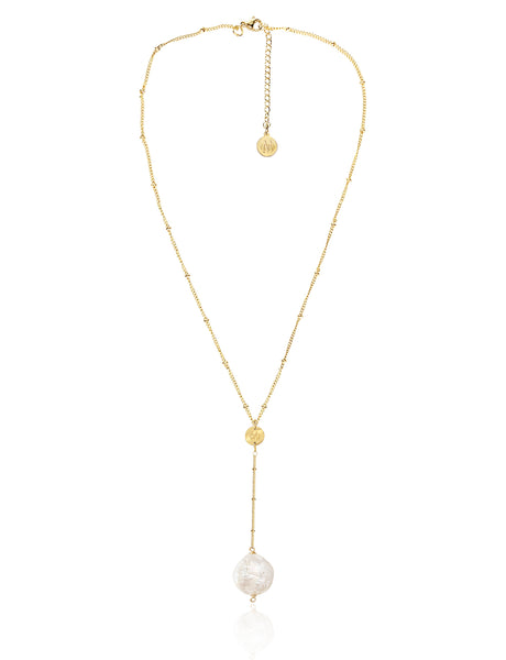 LUNA SIGNATURE NECKLACE WITH FRESHWATER PEARLS & STAINLESS STEEL