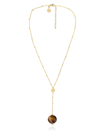 CHLOE LONG NECKLACE WITH SEMI PRECIOUS STONES & STAINLESS STEEL