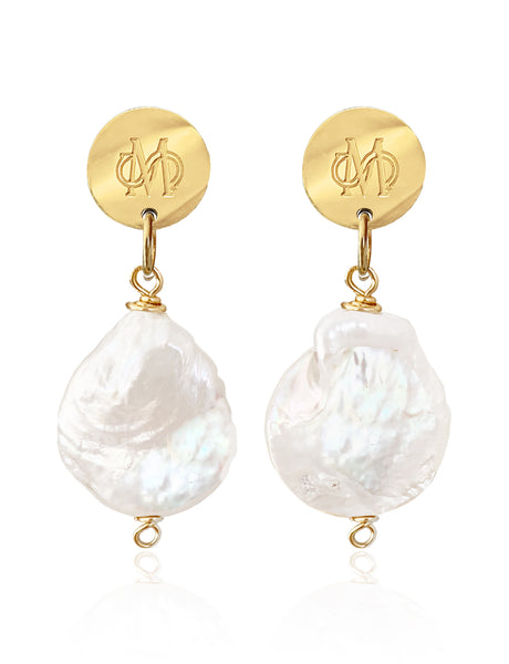 IRIDA SIGNATURE SMALL PEARL EARRINGS WITH FRESHWATER PEARLS & 24K GOLD PLATED BRASS HOOKS