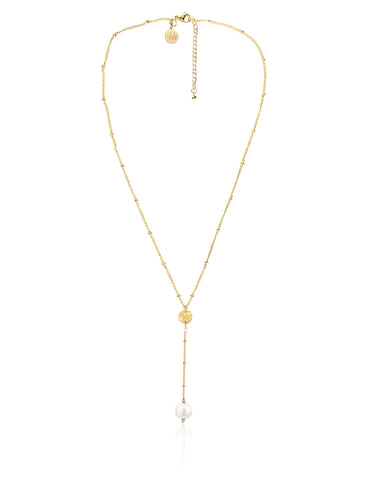 EVELYN SIGNATURE NECKLACE WITH FRESHWATER PEARLS & STAINLESS STEEL