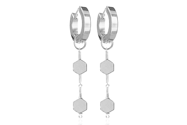 MIEL SILVER EARRINGS WITH SEMI PRECIOUS STONES & STAINLESS STEEL HOOPS