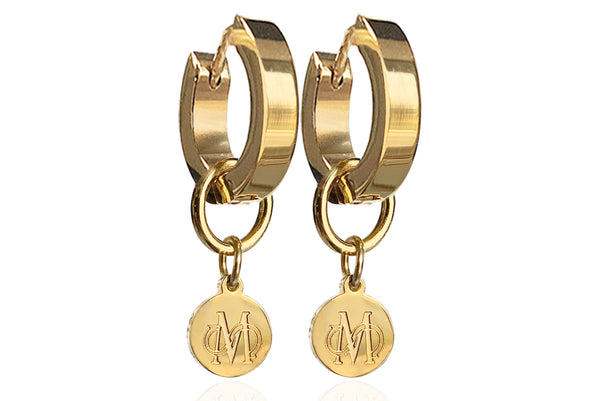 SIGNATURE GOLD EARRINGS IN HIGH QUALITY STAINLESS STEEL