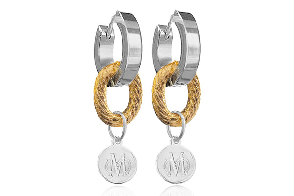 VERON SILVER & GOLD EARRINGS IN HIGH QUALITY STAINLESS STEEL